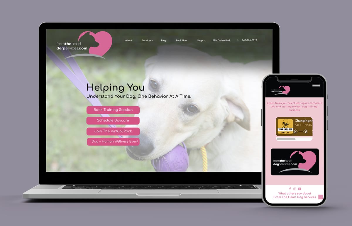 From the Heart Dog Training — website designed and built by 360 Design Partners