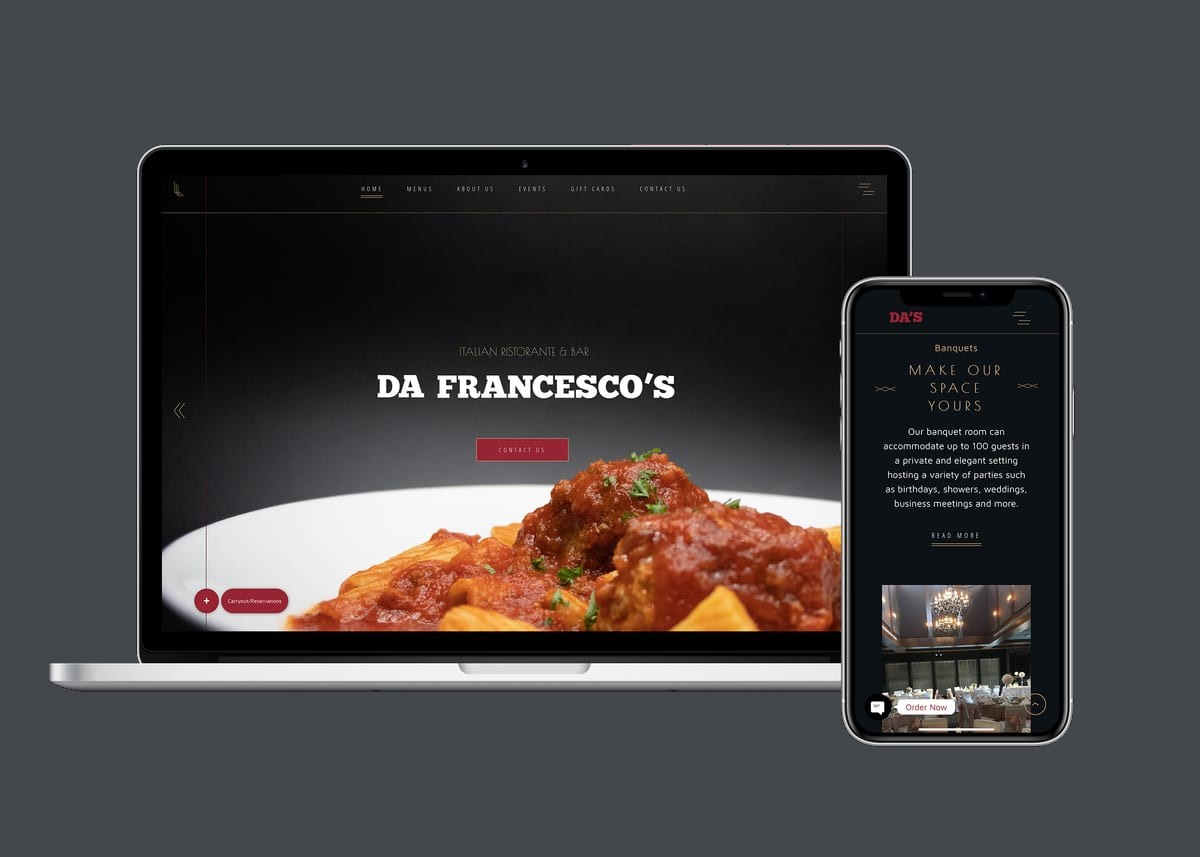 Da Francesco's Italian Ristorante — website designed and built by 360 Design Partners