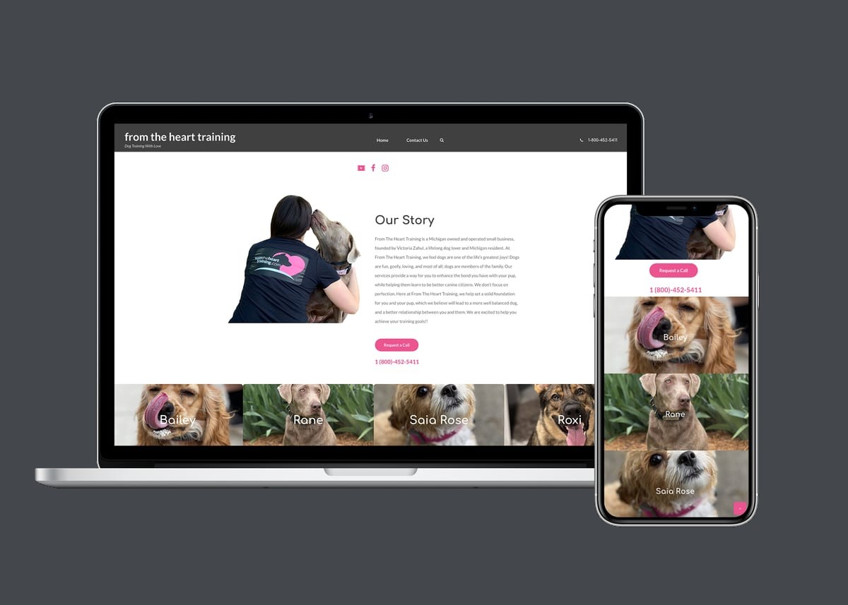 From the Heart Dog Training — website designed and built by 360 Design Partners