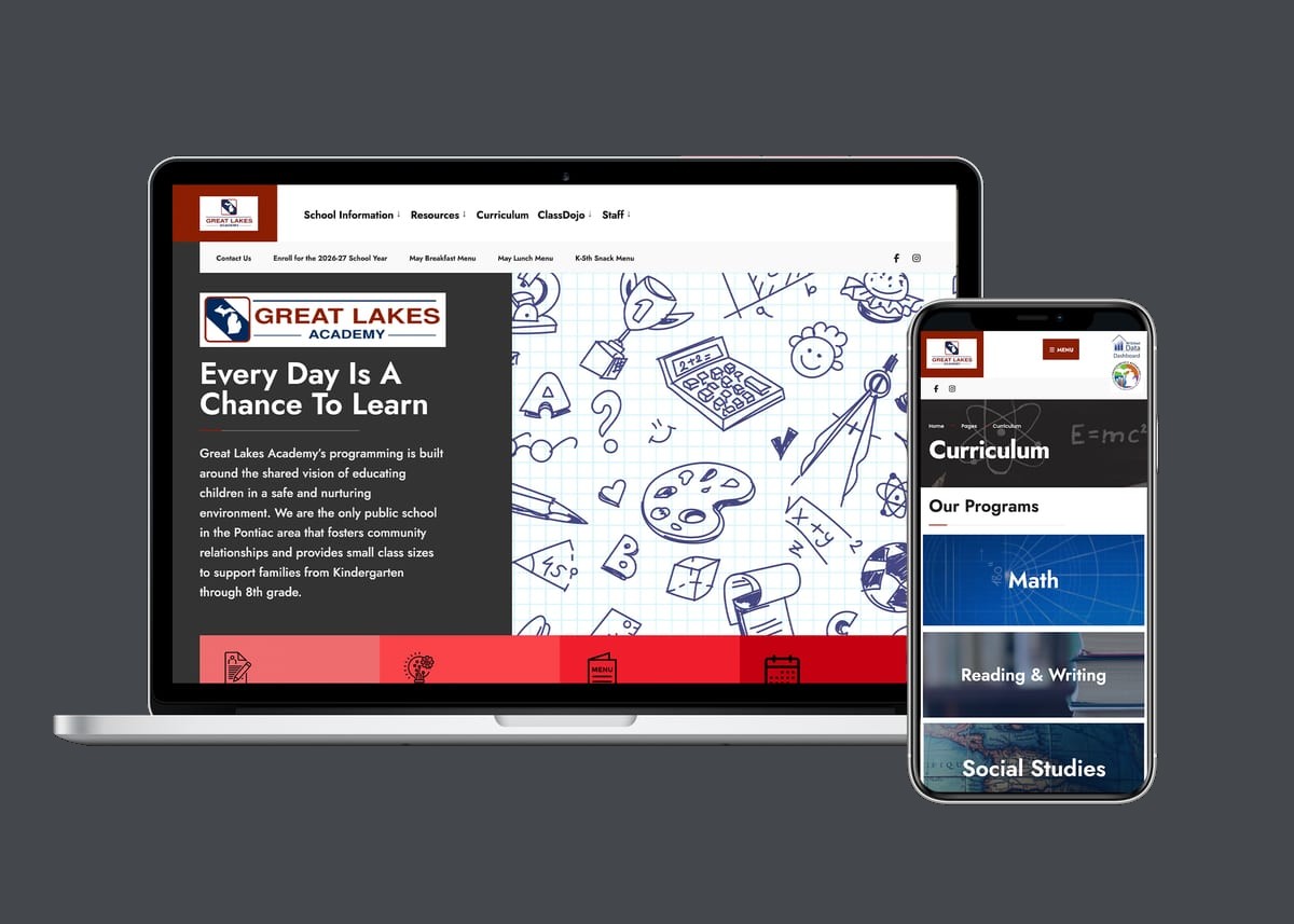 Great Lakes Academy — website designed and built by 360 Design Partners