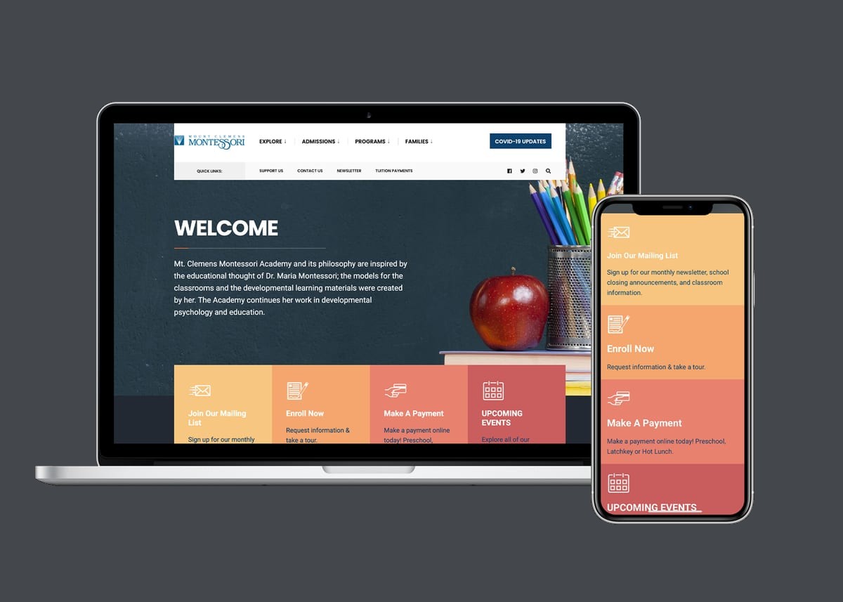 Mt. Clemens Montessori — website designed and built by 360 Design Partners