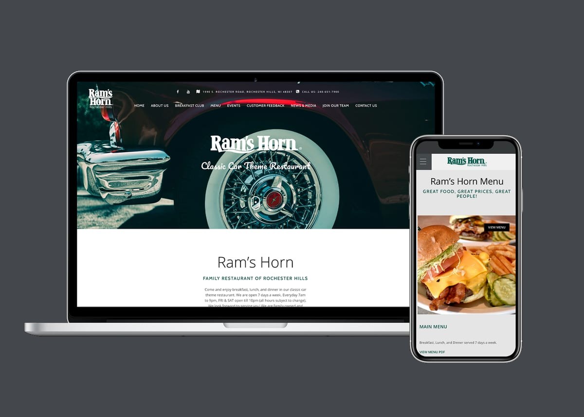Ram's Horn Rochester — website designed and built by 360 Design Partners