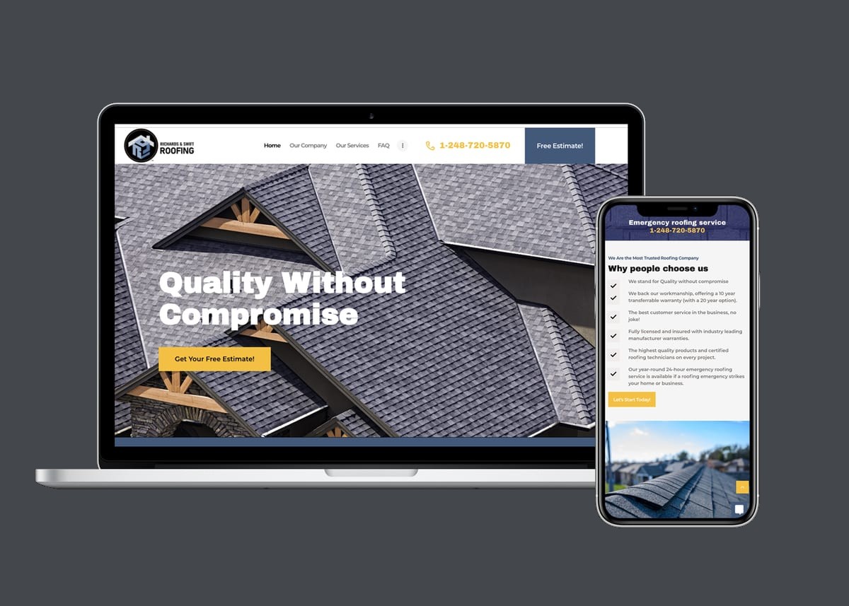 Richards & Swift Roofing — website designed and built by 360 Design Partners